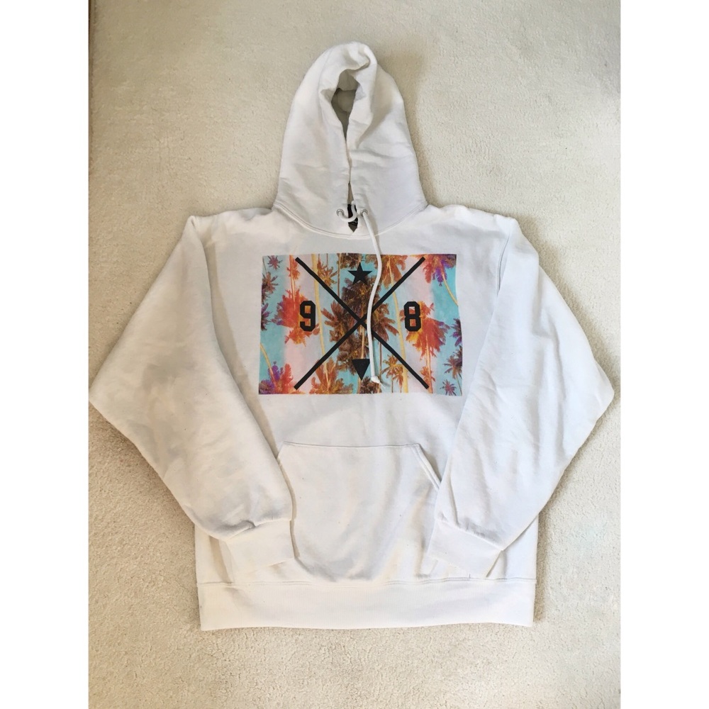 White with floral patch hoodie